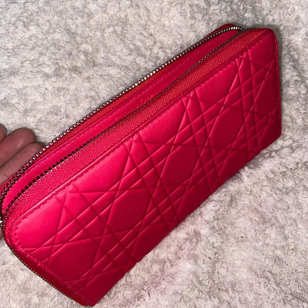 Cannage lady Dior long zipper wallet lambskin pink
